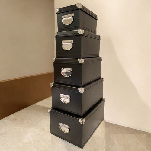 Cajas Organizadoras Negras Set De 5 Hogar Decoración