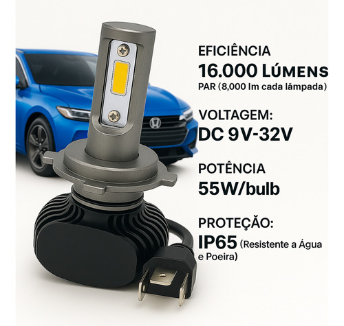 Kit Ultra Led Farol Alto Baixo H4 E Milha Prisma 2006 A 2012