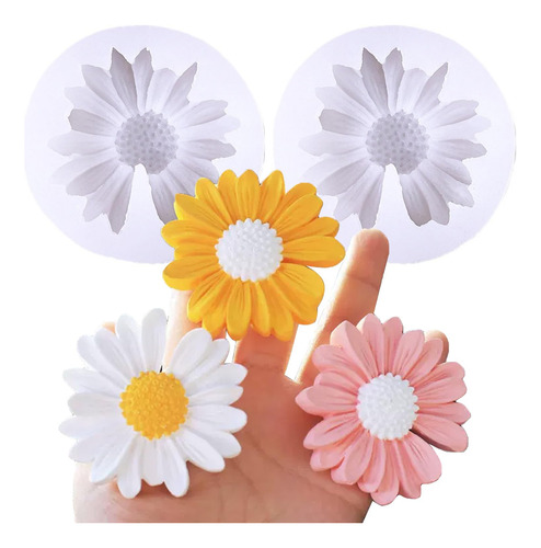 Molde De Silicona Flores Margarita Para Fondant Y Cupcakes Blanco