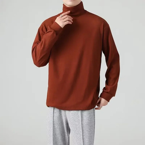Camiseta De Terciopelo De Manga Larga Con Cuello Alto Para H