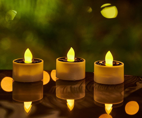 Solar Candle Tea Lights 8 Pack Powered Outdoor Flameless