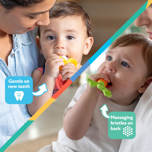 Cepillo De Dientes Masajeador Y Mordedor Para Bebés 2 Piezas