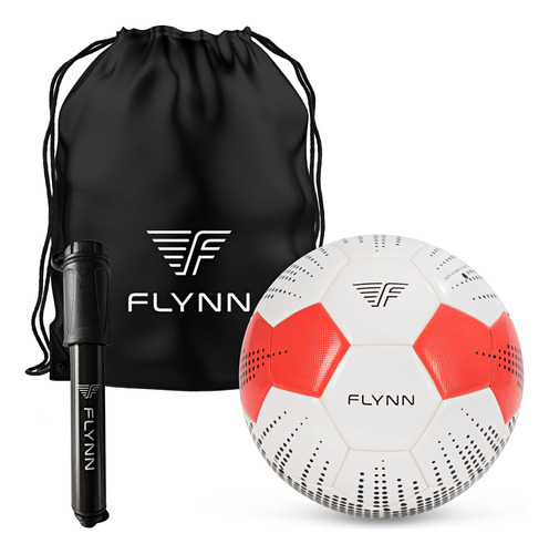 Flynn Balón De Fútbol Thermo Bonded Pro Size 5. Fútbol D. Color Rojo Cálido, Blanco Y Negro