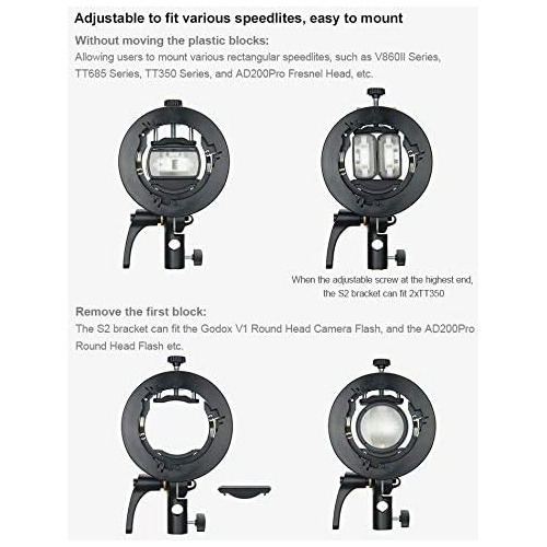 Soporte De Flash Forma De S Tipo Bowens Mount V1 Ad200p...