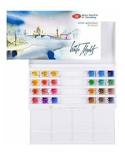 Art Paint - White Nights Watercolor 24 Full Pans, In Plastic