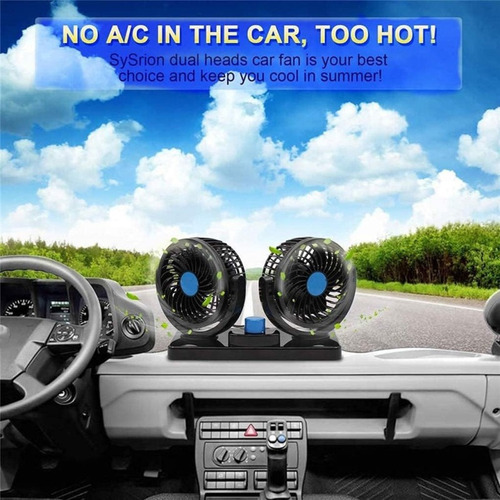 Mini Ventilador Doble 4 Pulgadas 360° 5 Aspas 12v Para Auto 11 Cm Negro Negro Plástico 5