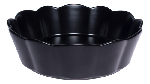 Fuente De Cerámica Circular Borde Floral S Negro Topsoc