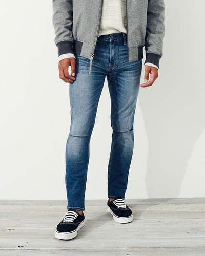 Pantalón Jeans Super Skinny Hollister Talla 32 X 32 Rasgado