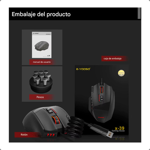 Mouse Gamer Moba 18 Botones Configurable Macros 16400 Dpi 5