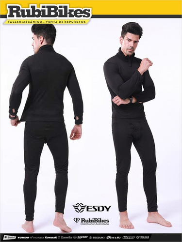 Imagen 4 de 6 de Equipo Segunda Piel Abrigo Para Motociclista Calza Y Remera