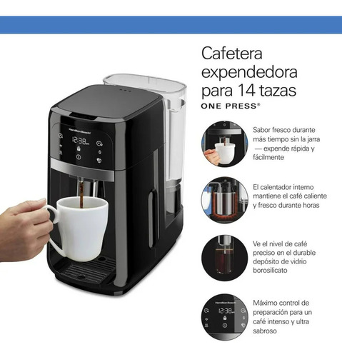Cafetera Hamilton Beach One Press 14 Tazas Mod. 47601