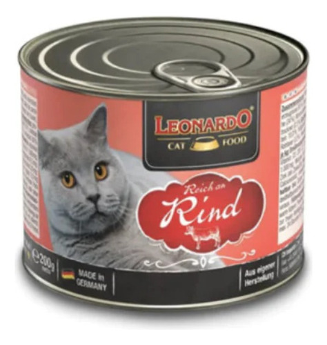 Alimento Leonardo Para Gato Adulto Sabor Vacuno Lata De 200g