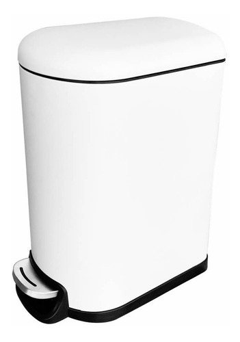 Bote De Basura Metálico 10l Blanco Con Pedal