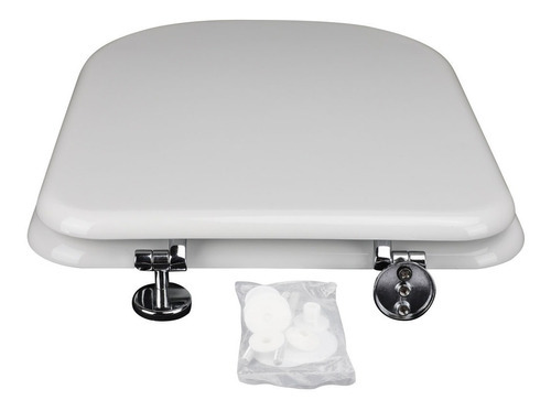 Imagen 4 de 5 de Tapa Asiento Inodoro Madera Tipo Bari Herraje Metal Color Blanco