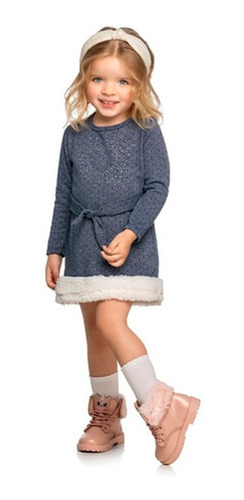 Vestido Infantil Moletom Inverno Flanelado 1 Ao 3 Pelo Lã 