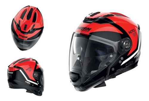 Casco Nolan N70-2 Gt Glaring N-com 47 Multiproposito Rojo