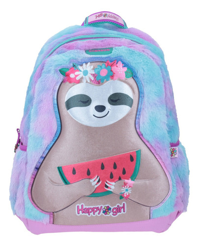 Mochila Grande Chenson Perezoso Peluche Happy Girl Loty Color Lila