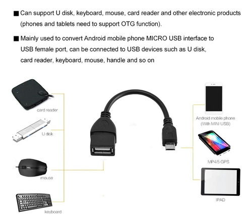 Para Mini Teléfono Móvil Android Otg Conectar Cable Fecha