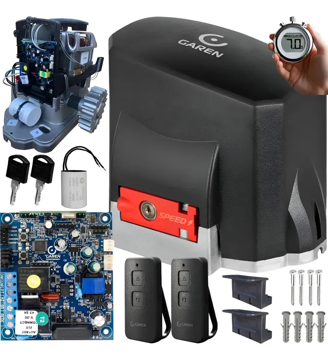 Motor Deslizante 600kg Kdz Fit Turbo 1/3hp 7s Garen Cor Preto Frequência 433mhz Tamanho Da Engrenagem Z18 Connect