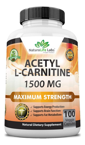 Acetil L-carnitina 1500mg Produccion Energia Natural 100 Cap