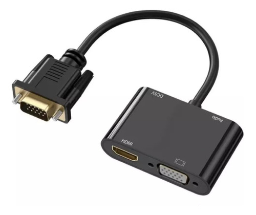 Adaptador Hub Vga Macho A Hdmi + Vga Pantalla Hd Video