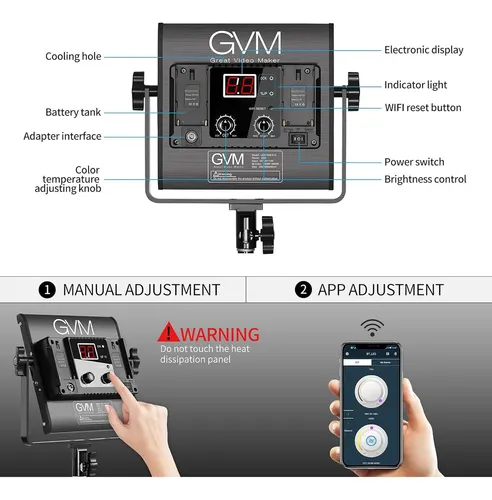 Gvm 2 Kits De Iluminación De Video Led Control De Apli...