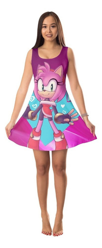  Vestido Games Sonic Amy Rose Adulto E Infantil 