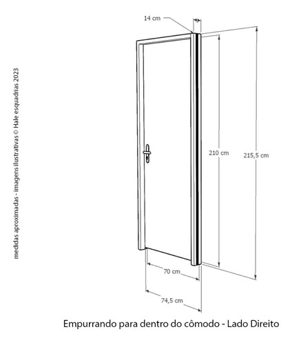 Kit Porta De Madeira 210x70cm Batente 14cm Fechadura