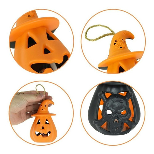 Imagen 5 de 10 de Vela Calabaza Bicolor Led Halloween Pumpkin Luminoso
