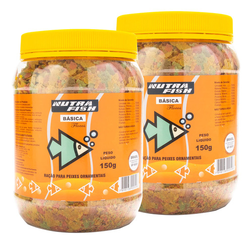 Kit 2 Ração Em Flocos Para Peixes Nutrafish Básica 150g