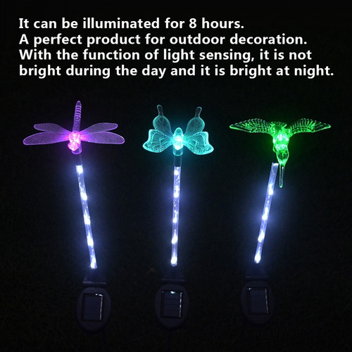 Nuevo 3 Unids Solar Powered Led Rgb Luz Jardín Patio Césped
