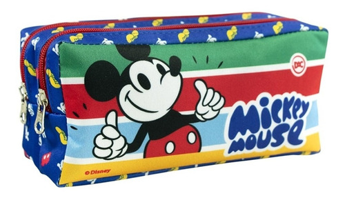 Estojo Mickey Mouse Escolar Infantil Duplo Colorido Material