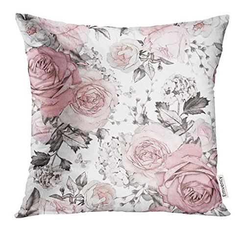 Golee - Funda De Almohada Con Diseño De Flores, Color Gris