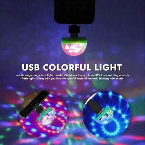 Mini Esfera Para Celular Luminosa Rgb Usb + Otg Tipo C