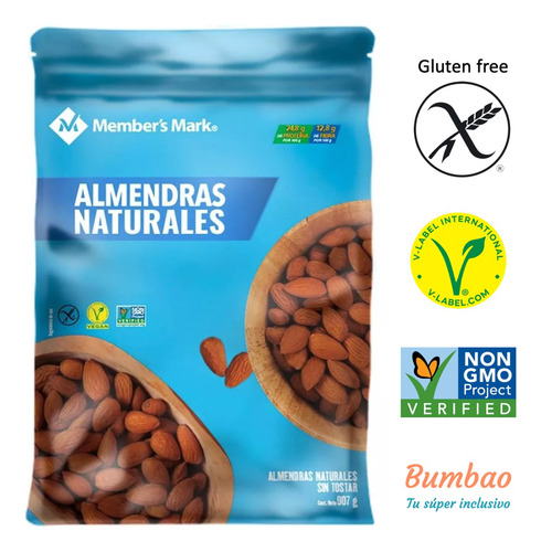 Almendras Sin Gluten Keto Naturales Sin Sal Sin AzĂșcar 907g