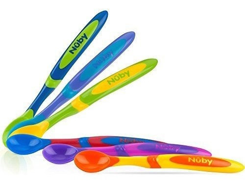 Nuby 6 Unidades De Mango Largo Destete Cucharas, Surtidos