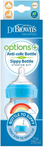 Botella Dr Brown's de más de 6 m+boquilla de transición, lista
