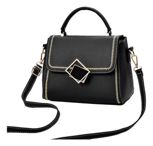 Bolso De Mensajero De Material Pu Lady Black