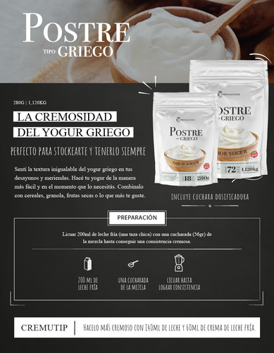 Pack X 2 Yogurt En Polvo Tipo Griego 280gr (18 Porc. Aprox)