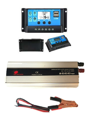 Imagen 4 de 8 de Convertidor Inversor 12v 220v 2000w Con Regulador 30 Amperes