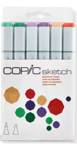 Caneta Copic Sketch Estojo 6 Cores Secondary Tones - Copic