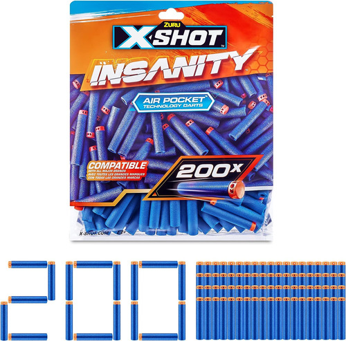 Paquete De Recarga De Dart 200-shot Insanity 200 Por Zuru, C