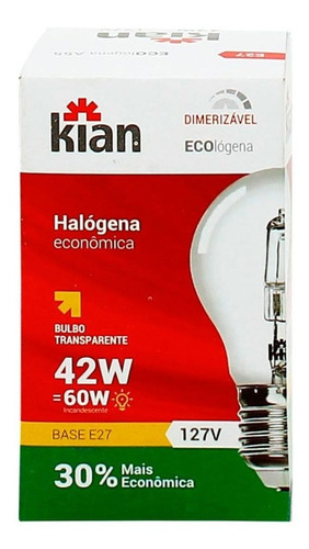 Kit 10 Lâmpada Halógena Economica 42w 127v E27 Kian Cor Da Luz Branco-quente Voltagem 110v