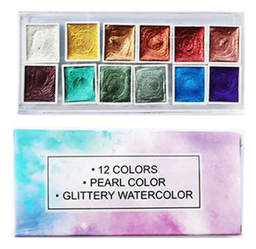 Pintura Acuarela Metálica Glitter Set 12 Colores