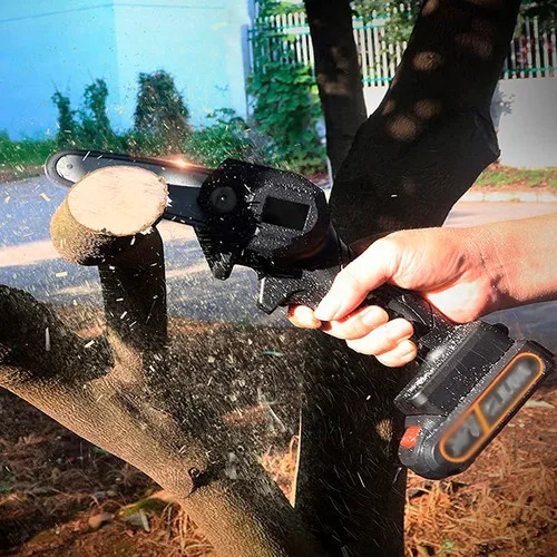 Mini Motosierra Eléctrica 6 Pulgadas Inalámbrica Portátil A 2 Baterías Recargable 48v Cargador Y Accesorios Corte Jardín Poda Árboles Ligera Potente Ergonómica Fácil De Usar