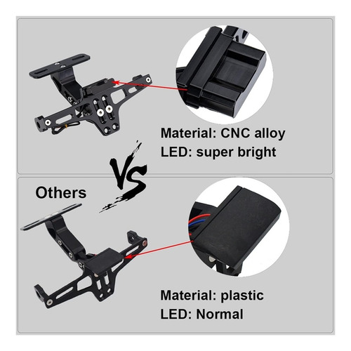 Porta Placa Universal Para Moto Ajustable Con Luz Y Tornillo