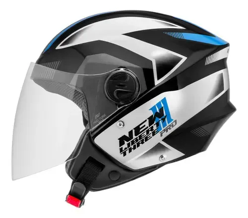 Capacete Aberto Pro Tork Capacete New Three Pro Cor Azul Brilhante Tamanho do Capacete 60 — foto 1