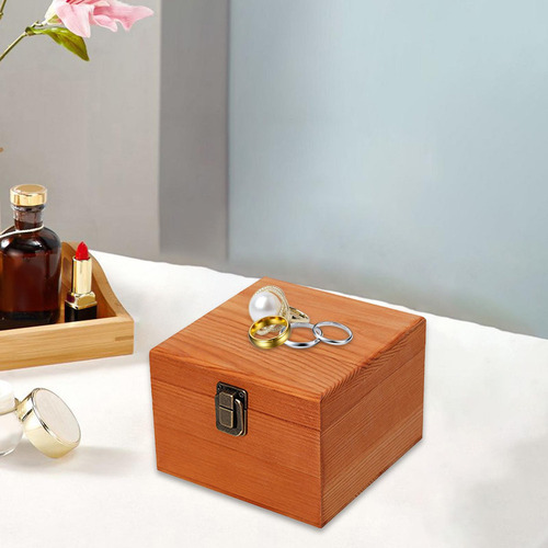 Nuevo Caja De Almacenamiento De Madera Marrón 14x14x10cm