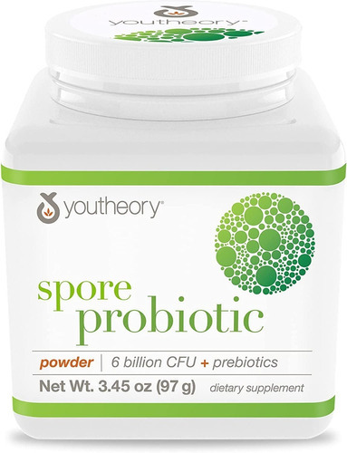 Youtheory Spore Probiotic  6 Billion + Prebiotic  97g Sabor Sin Sabor