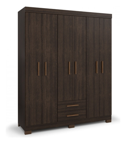 Guarda Roupa Casal 6 Portas 2 Gavetas Premier Capuccino Wood Cor Cappuccino Wood